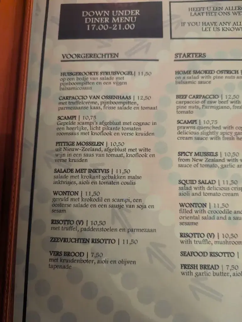 Menu_Down Under Restaurant_Sittard_image_2