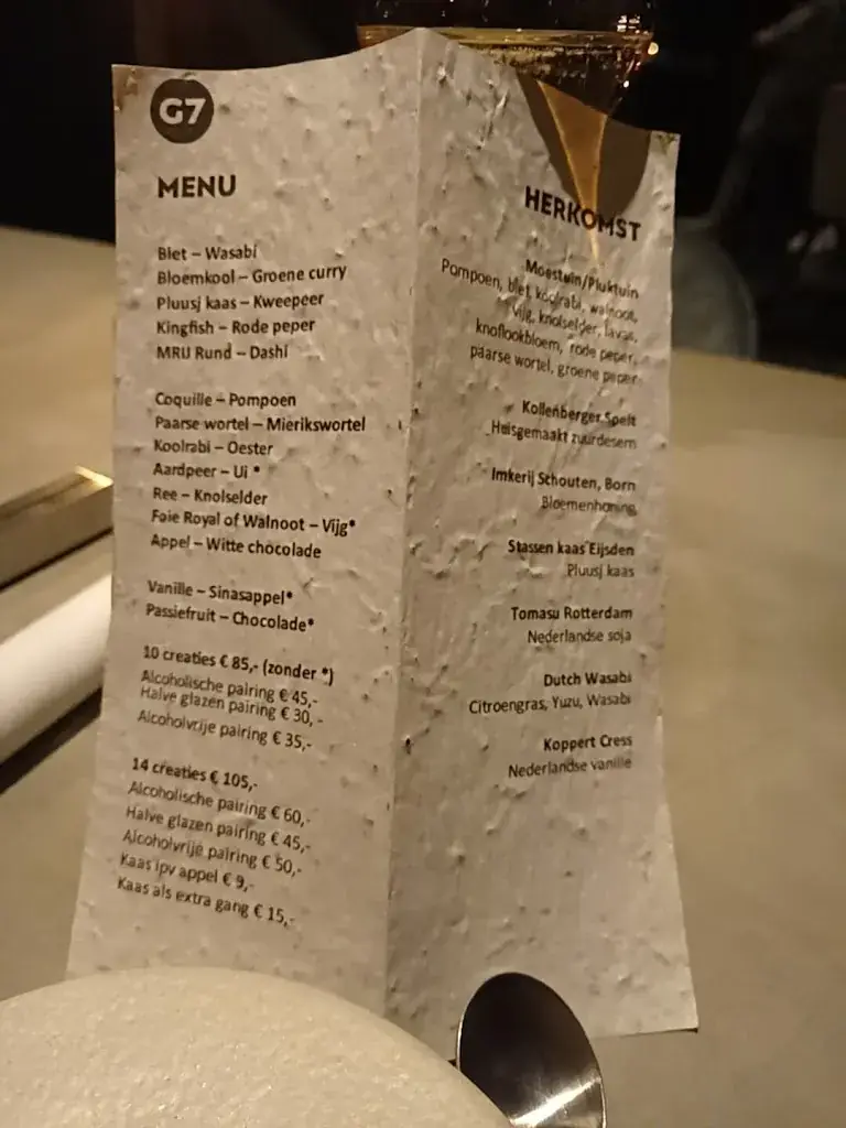 Menu_G7 Restaurant_Sittard_image_1