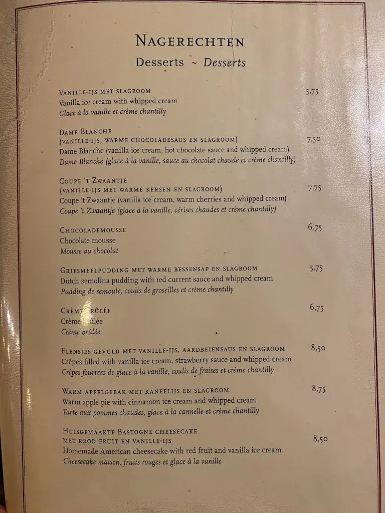 Menu_Restaurant 't Zwaantje_Amsterdam_immagine_4