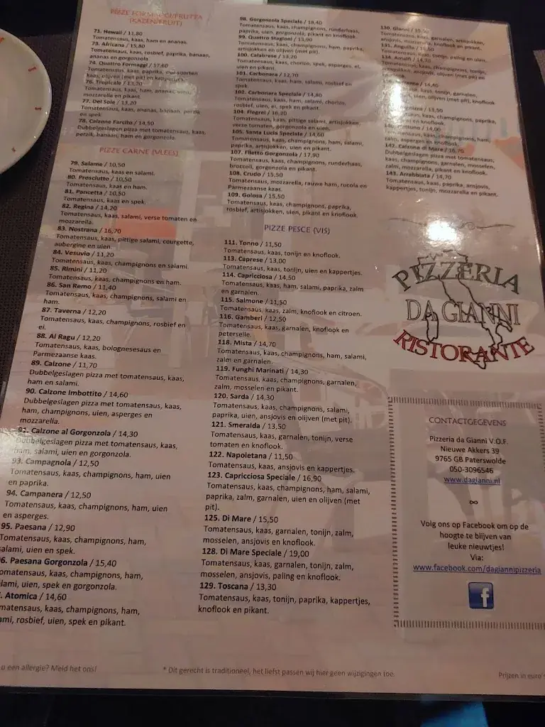Menu_Pizzeria Da Gianni_Paterswolde_imagen_2