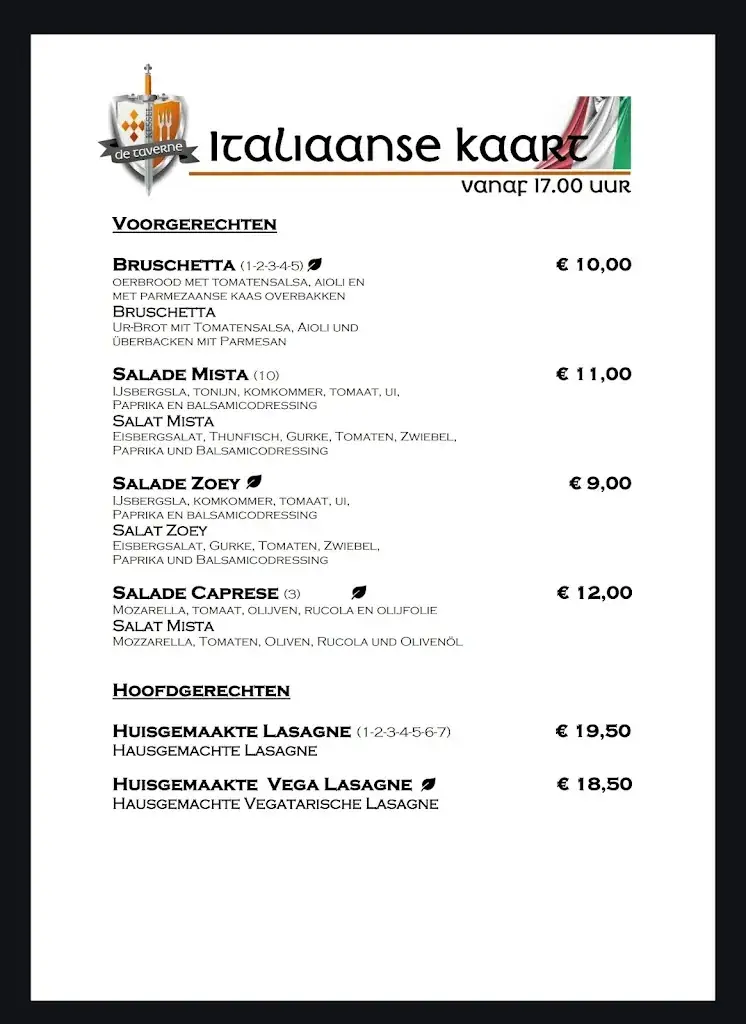 Menu_Restaurant Brasserie De Taverne_Kessel_image_1
