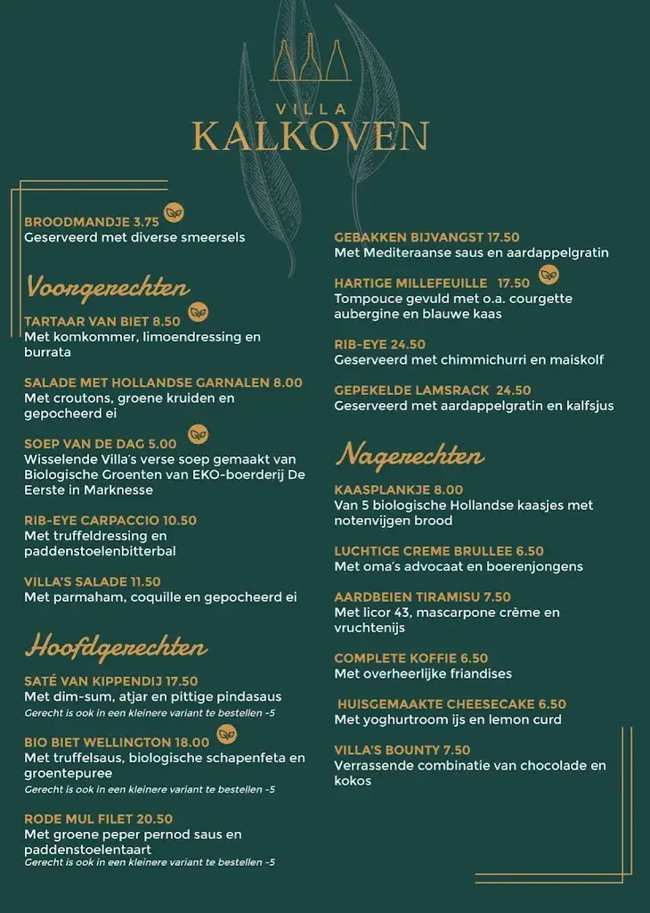 Menu_Villa Kalkoven_Meppel_immagine_1