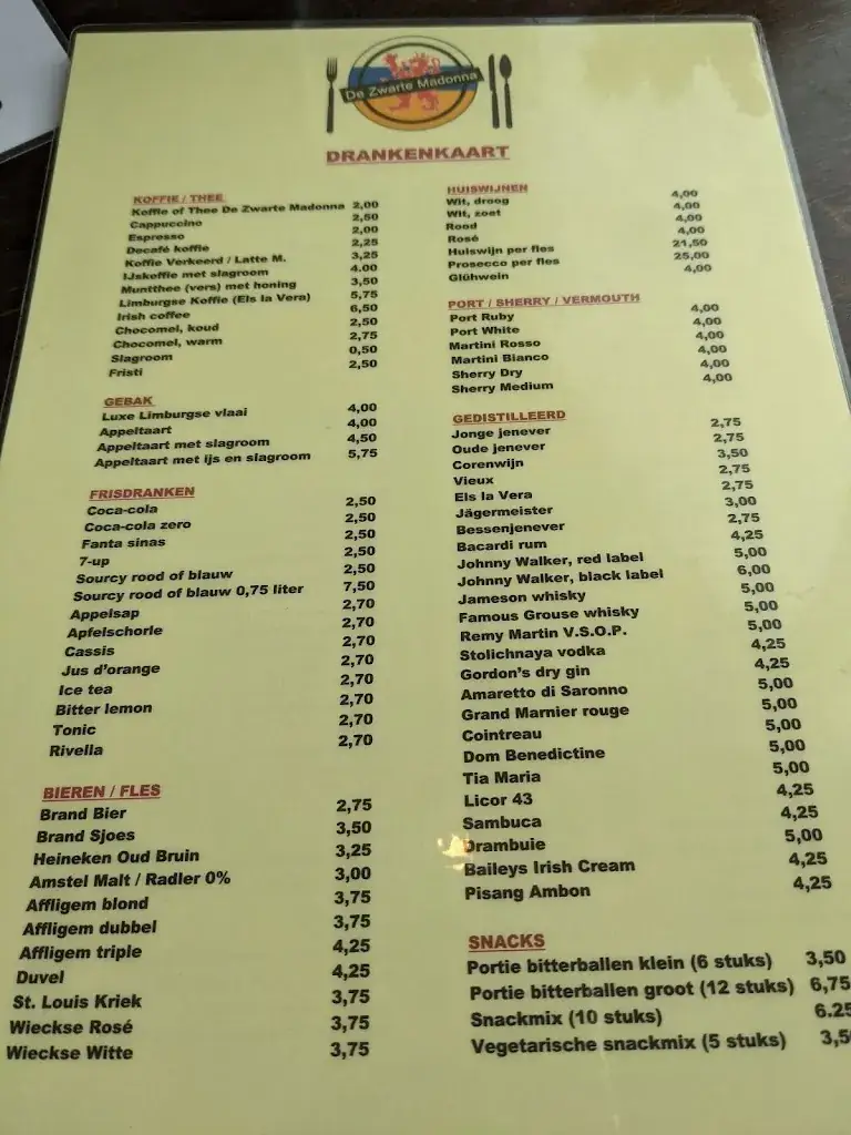 Menu_De Zwarte Madonna Restaurant Vaals_Vaals_image_2