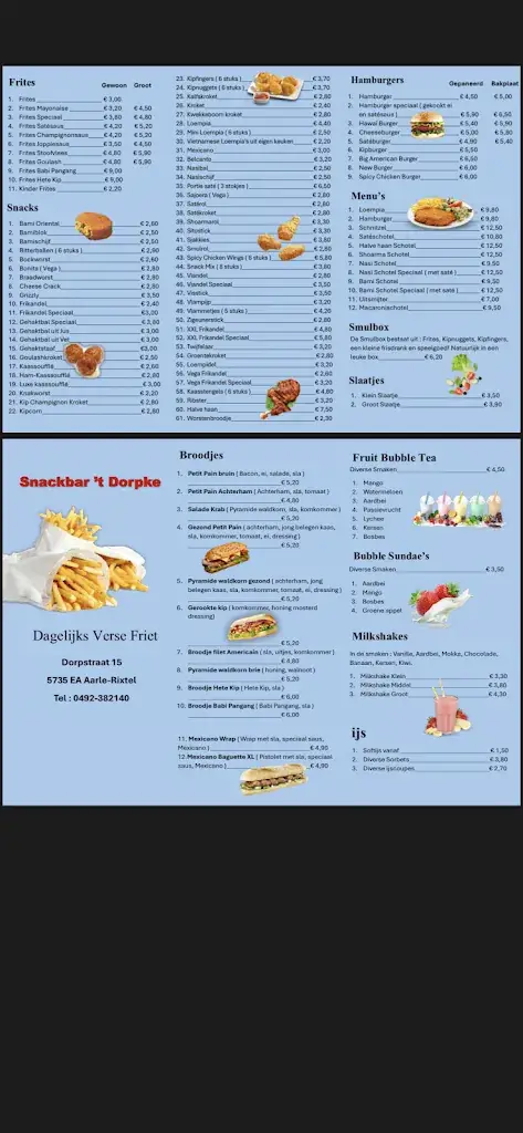 Menu_Snackbar 't Dorpke_Aarle-Rixtel_image_1