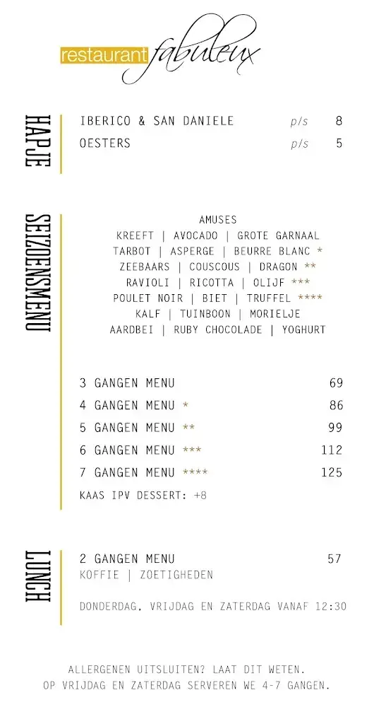 Menu_Restaurant Fabuleux_'s-Hertogenbosch_image_1