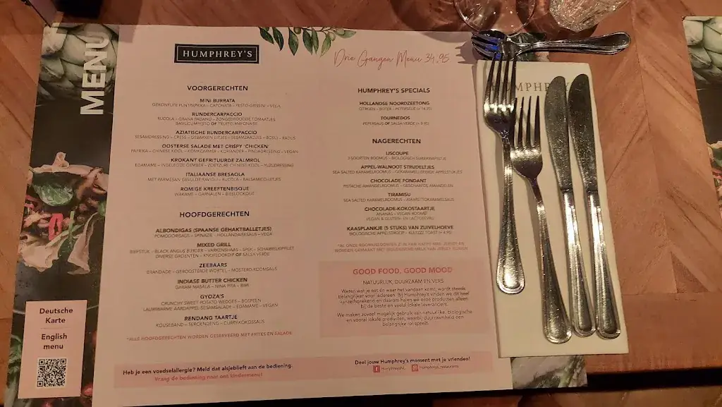 Menu_Humphrey’s Restaurant Breda_Breda_image_2