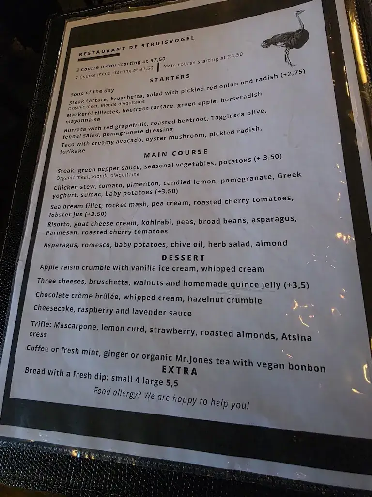 Menu_Restaurant de Struisvogel_Amsterdam_image_1