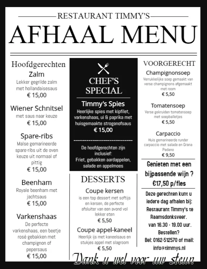 Menu_Restaurant Timmy's Eethuys_Raamsdonksveer_image_1