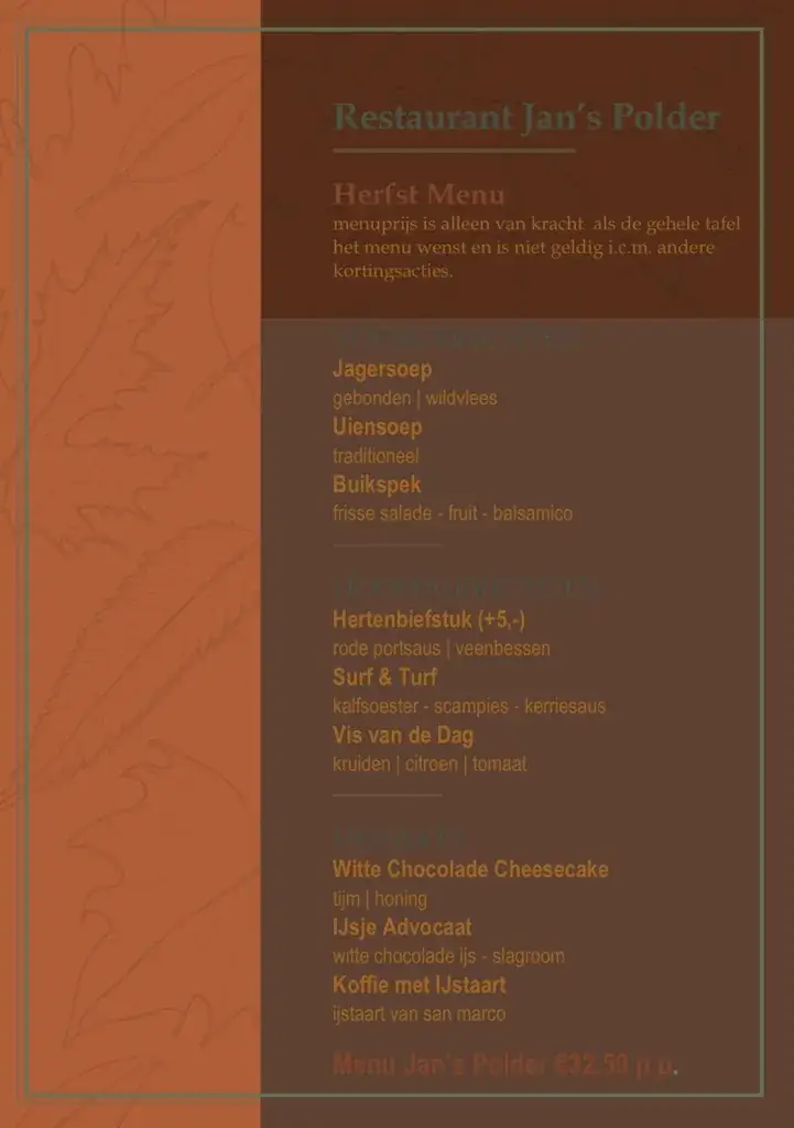 Menu_Jan's Polder Restaurant_Veldhoven_image_3
