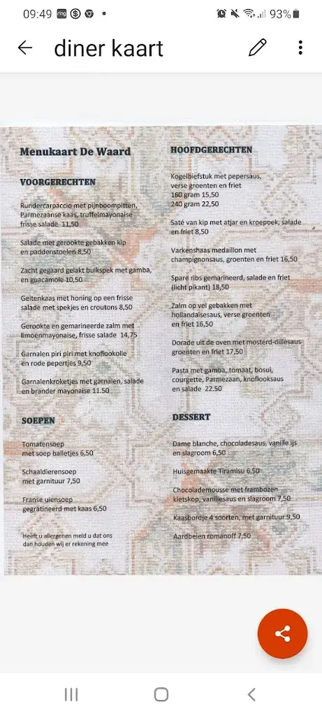 Menu_Restaurant De Waard_Helmond_image_4
