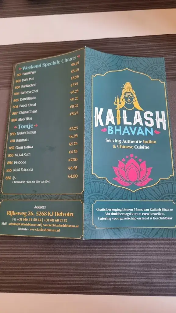 Menu_Kailash Bhavan_Helvoirt_image_1