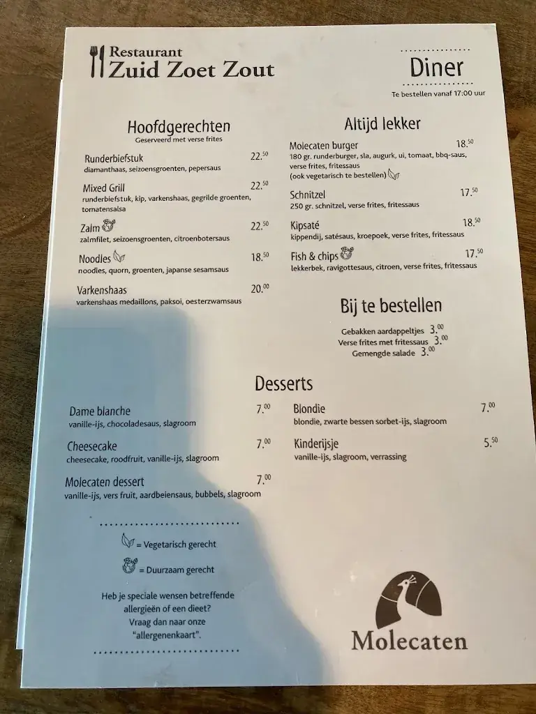 Menu_Restaurant Zuid Zoet Zout_Biddinghuizen_image_1