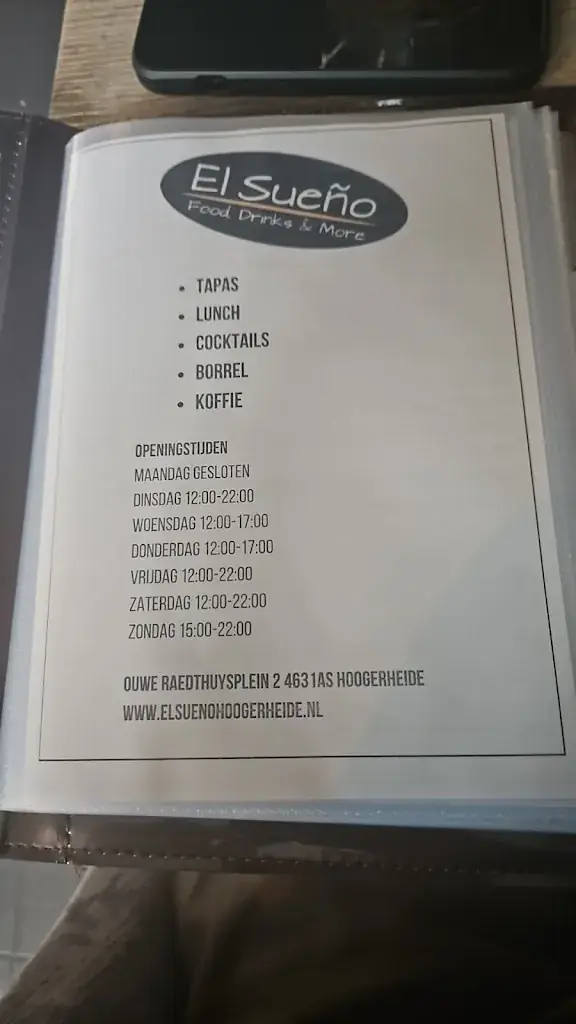 Menu_El Sueño Food, Drinks & More_Hoogerheide_image_4