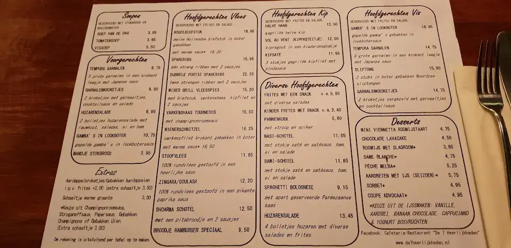 Menu_Cafetaria Restaurant De 7 Heerlijkheden_Nispen_immagine_2