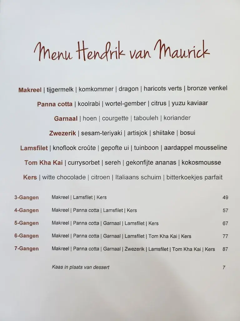 Menu_Kasteel Maurick Restaurant_Vught_image_1