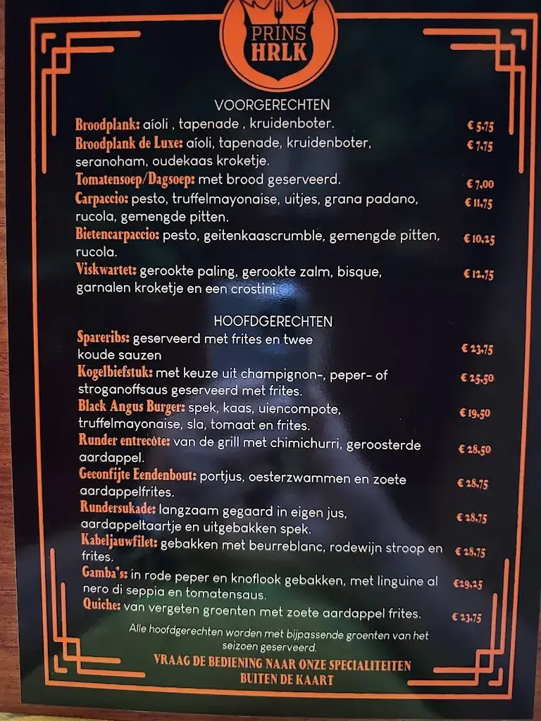 Menu_Restaurant Prins HRLK/ café De Jonge Prins_Zand_image_4