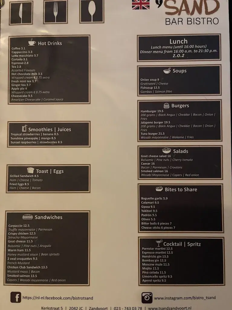 Menu_Bar Bistro ’t Sand_Zandvoort_immagine_4