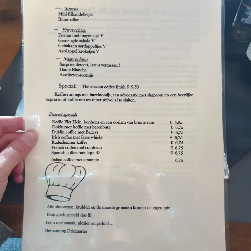 Menu_Café‚ Restaurant 'De Driemaster'_Medemblik_image_1