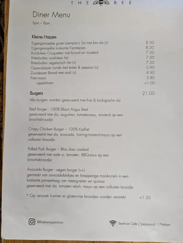 Menu_THE BEE_Opperdoes_image_1