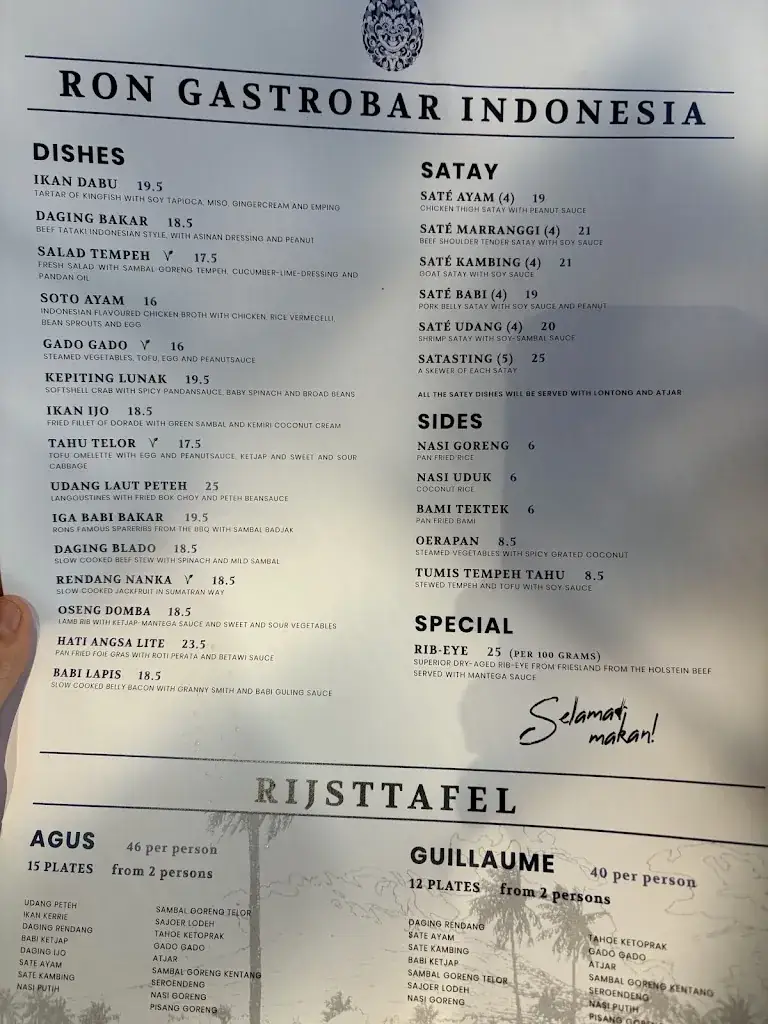 Menu_Ron Gastrobar Indonesia_Amstelveen_image_2