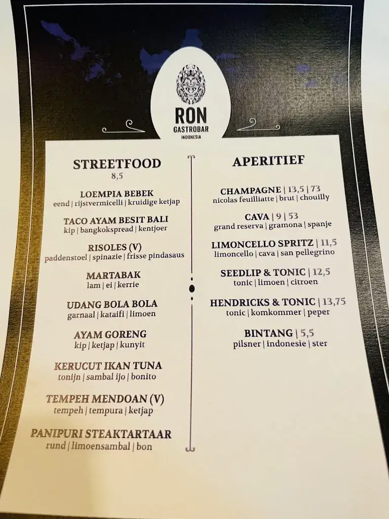 Menu_Ron Gastrobar Indonesia_Amstelveen_image_4