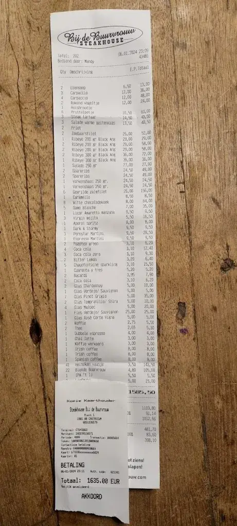 Menu_Steakhouse Bij de Buurvrouw_Castricum_immagine_3