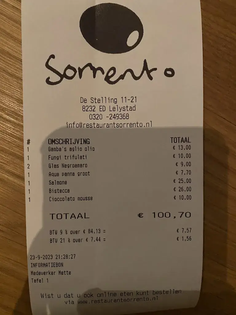 Menu_Sorrento Italiaans Restaurant_Lelystad_image_4