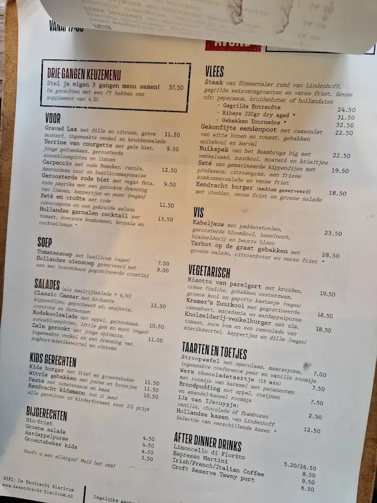 Menu_Café Restaurant de Eendracht Blaricum_Blaricum_image_1