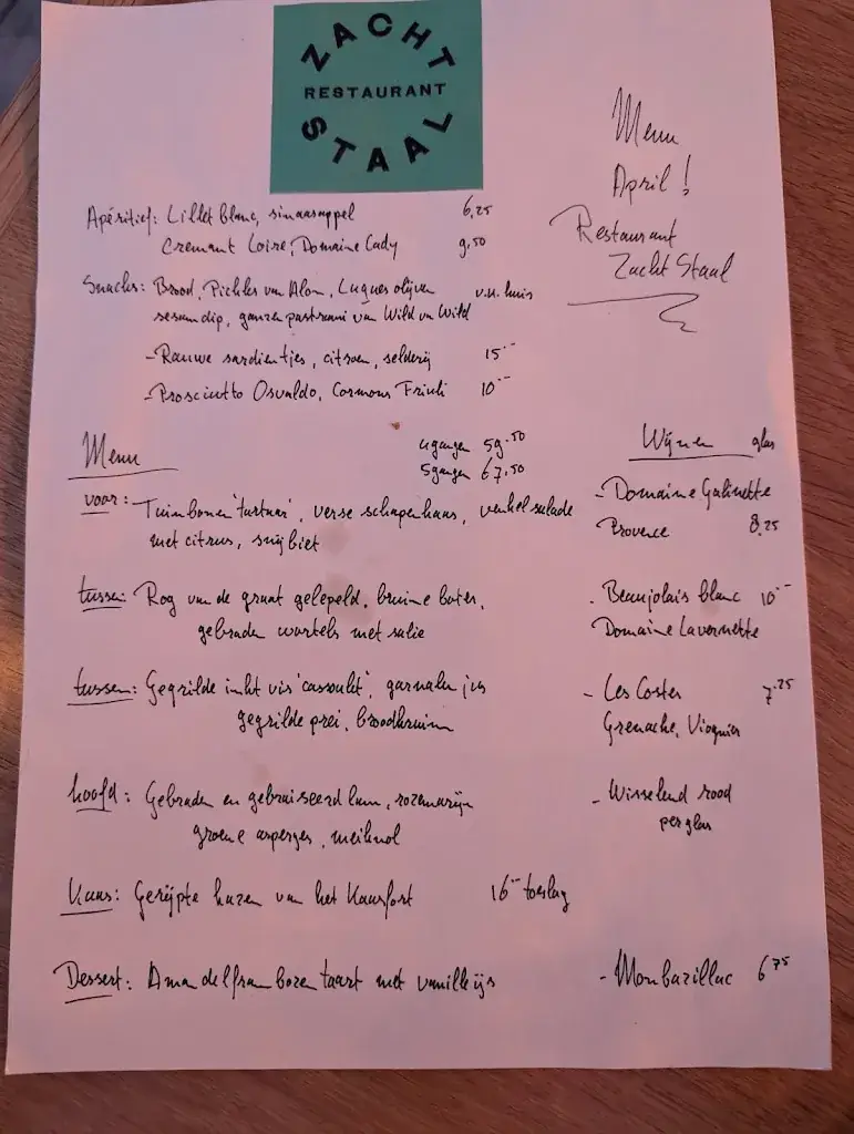 Menu_Bistro & Restaurant Zacht Staal_Beverwijk_image_1