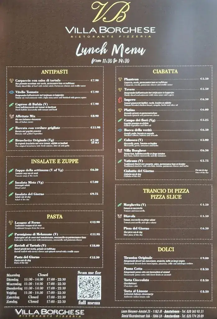 Menu_Villa Borghese Amsterdam_Amsterdam_imagen_1