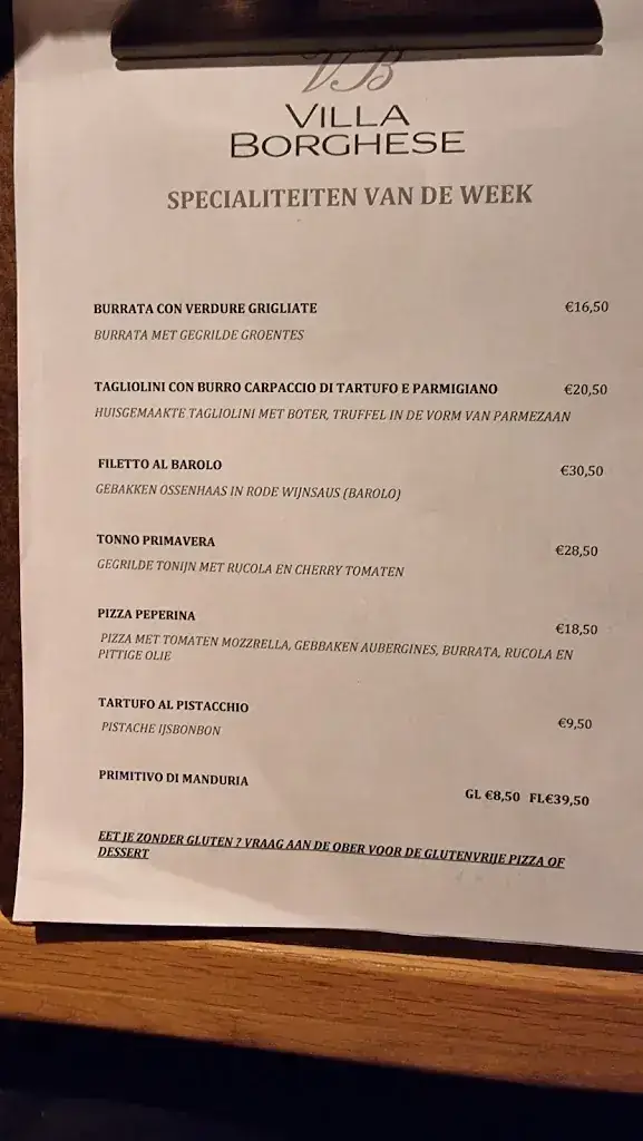 Menu_Villa Borghese Amsterdam_Amsterdam_imagen_3