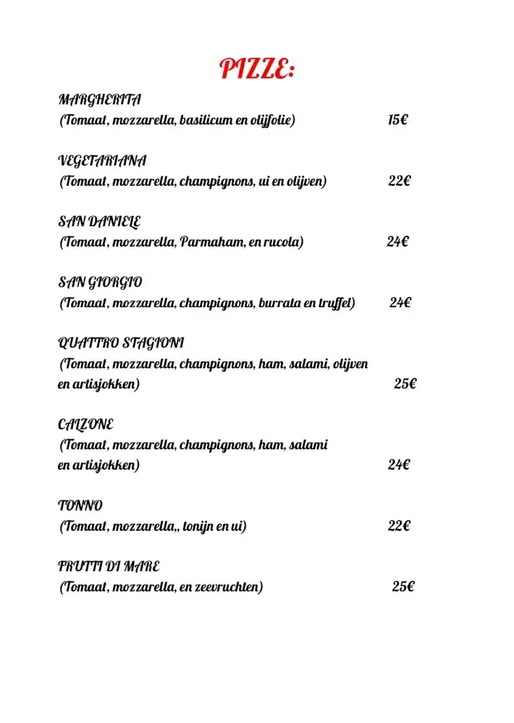Menu_Restaurant San Giorgio_Huizen_image_1