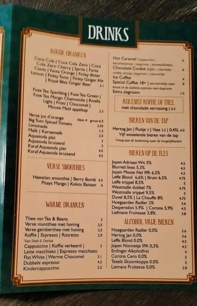 Menü_Kolenist Bar & Grill_Zuid-Scharwoude_Bild_2