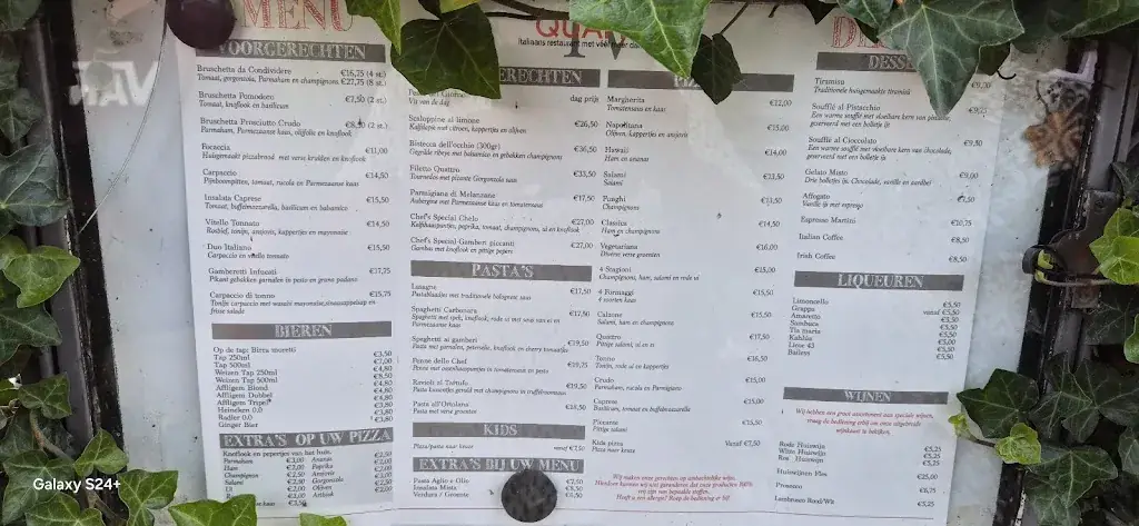 Menu_Italiaans Restaurant Quattro_Kaag_image_1