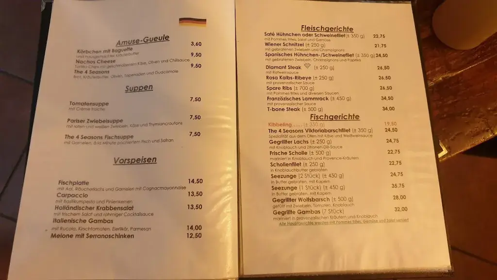 Menu_The 4 Seasons_Callantsoog_imagen_1