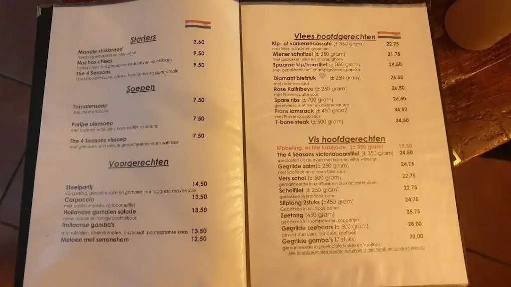 Menu_The 4 Seasons_Callantsoog_imagen_2