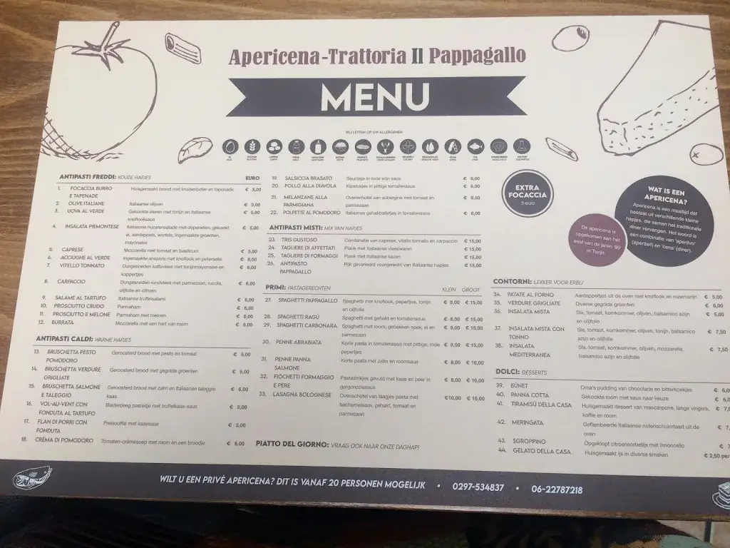 Menu_Apericena-Trattoria il Pappagallo_Uithoorn_image_2
