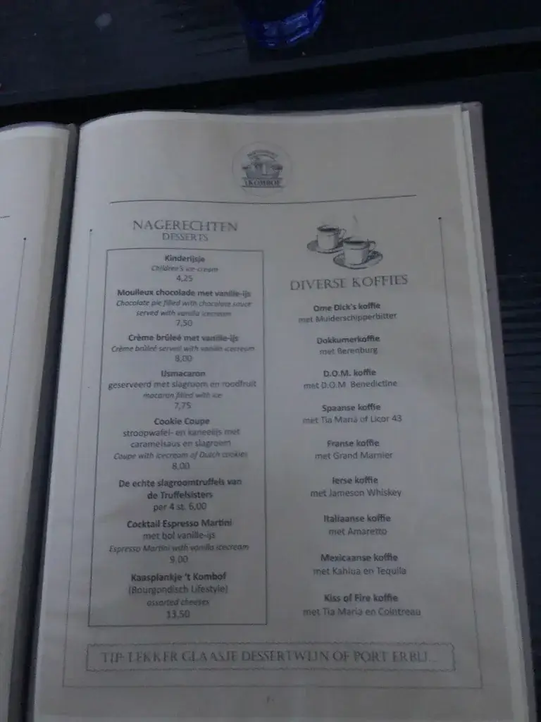 Menu_Restaurant 't Kombof_Woude_image_1