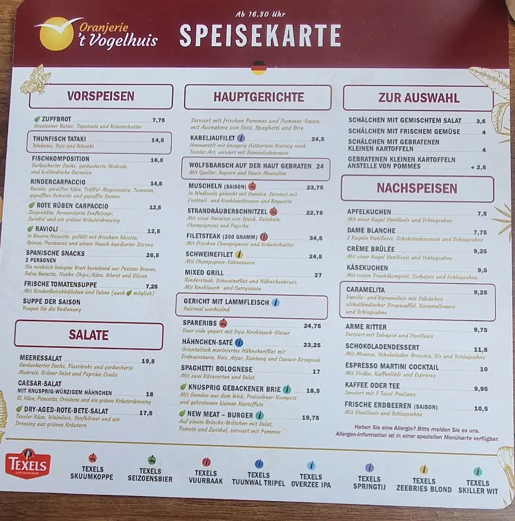 Menu_Restaurant Oranjerie ‘t Vogelhuis_Koog_image_2