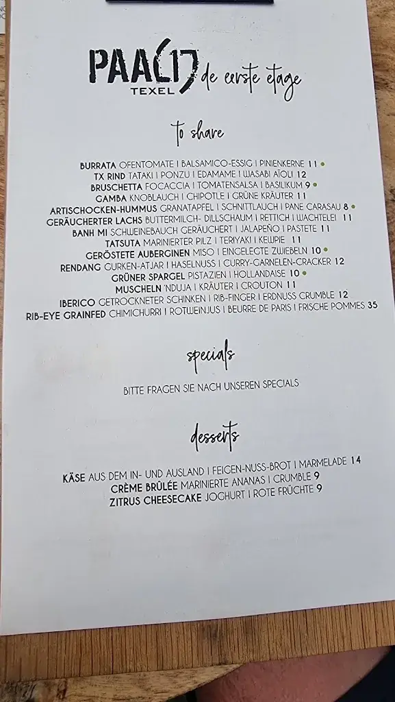 Menu_Strandpaviljoen Paal 17 Aan Zee_Koog_image_1
