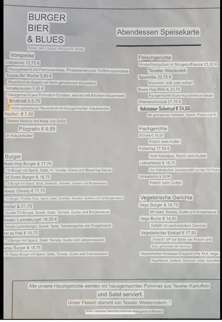 Menu_Burgers, Beers and Blues Texel_Koog_image_1