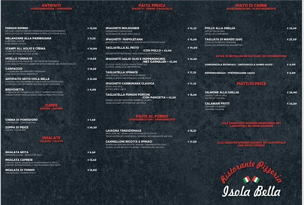 Menu_Italiaans Restaurant Pizzeria Isola Bella_Koog_image_1