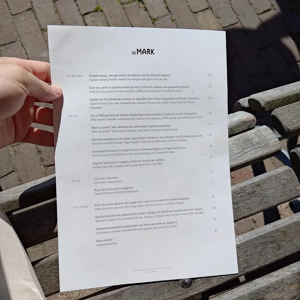 Menu_Restaurant De Mark_Amsterdam_image_2