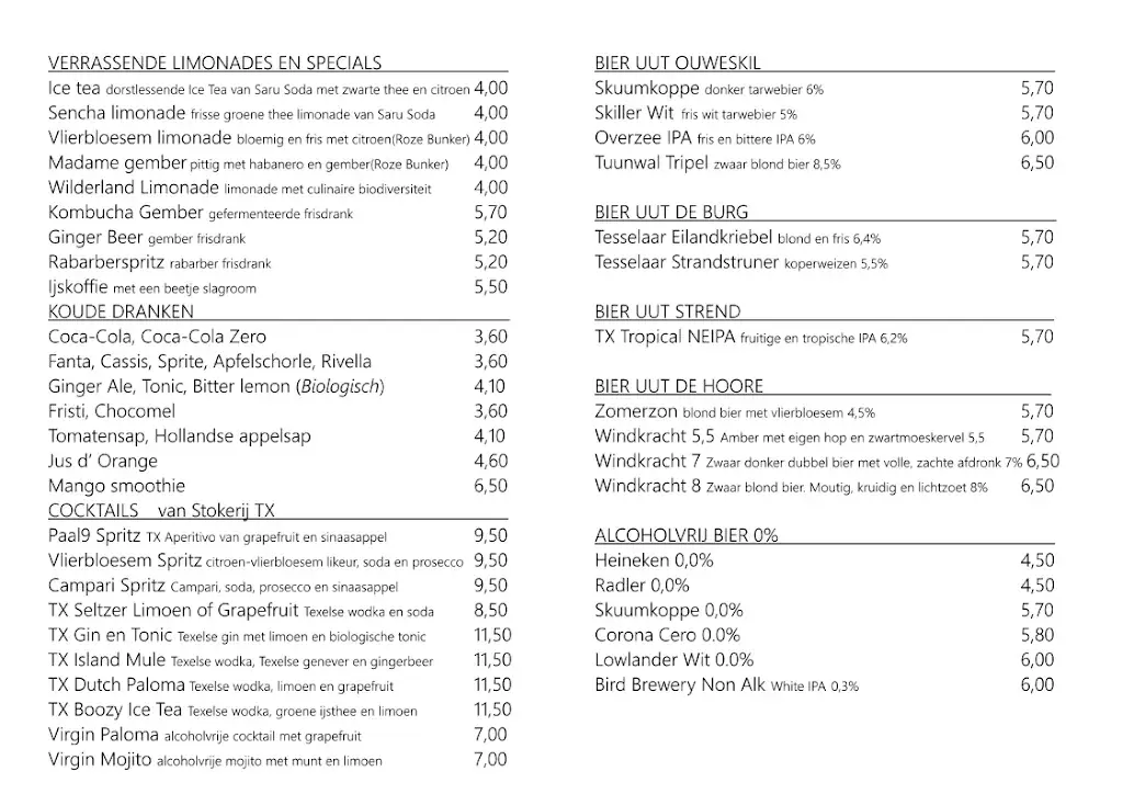Menu_Strandpaviljoen Paal 9_Texel_image_1
