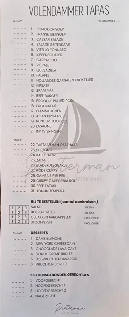 Menu_Restaurant Pieterman_Volendam_image_3