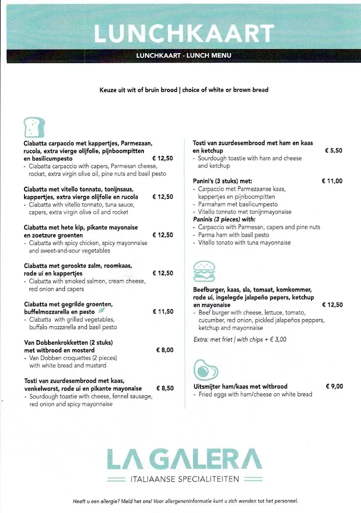 Menu_Restaurant La Galera Café de Gevangenpoort_Edam_image_1