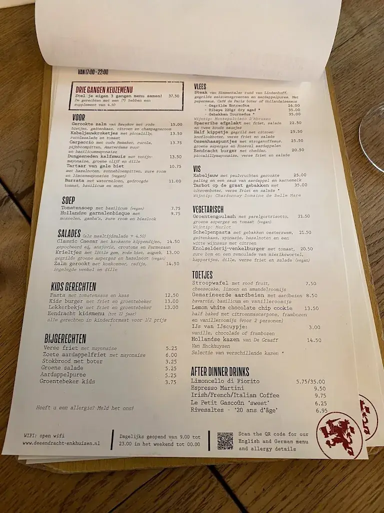 Menü_Grand Cafē Restaurant van Bleiswijk_Enkhuizen_Bild_1