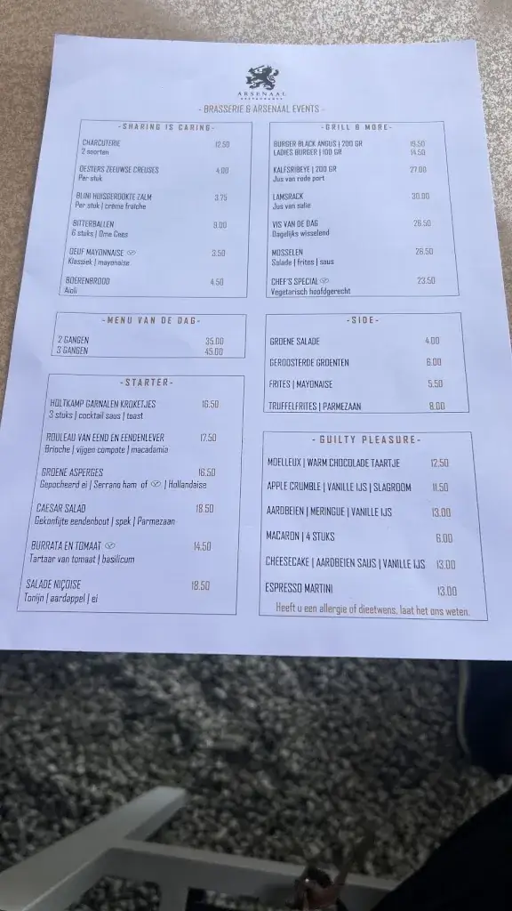 Menu_Arsenaal Restaurants, Brasserie Grill & Lounge en Events_Naarden_image_1