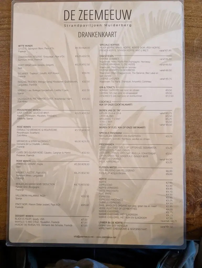 Menu_Strandpaviljoen De Zeemeeuw - Restaurant Muiderberg_Muiderberg_image_1