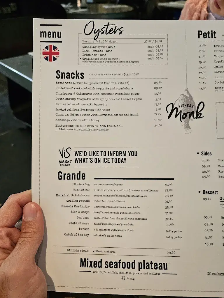 Menü_Fishbar Monk - Visrestaurant Haarlem_Haarlem_Bild_1